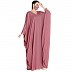 Nida Satin kaftan abaya with lacework- Puce Pink Nida Satin kaftan abaya with lacework- Puce Pink